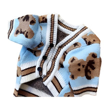 Striped Dog Sweater Cardigan on a white background