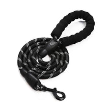 Black reflective dog leash with padded handle