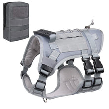 Tactical Dog Harness for Training in Grey Harness and Bag
