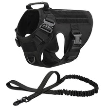 Tactical Military Dog Vest Leash in 2-Piece Set Black