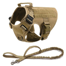Tactical Military Dog Vest Leash in 2-Piece Set Brown