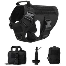 Tactical Military Dog Vest Leash in 4-Piece Set Black
