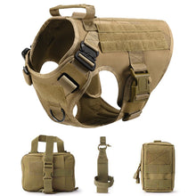 Tactical Military Dog Vest Leash in 4-Piece Set Brown
