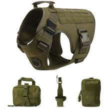 Tactical Military Dog Vest Leash in 4-Piece Set Green
