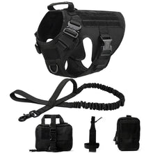 Tactical Military Dog Vest Leash in 5-Piece Set Black