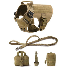 Tactical Military Dog Vest Leash in 5-Piece Set Brown
