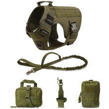 Tactical Military Dog Vest Leash in 5-Piece Set Green