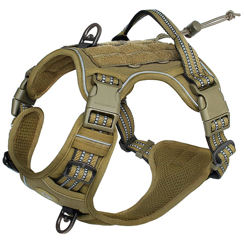 Tactical No-Pull Dog Harness for Dogs in Dark Khaki