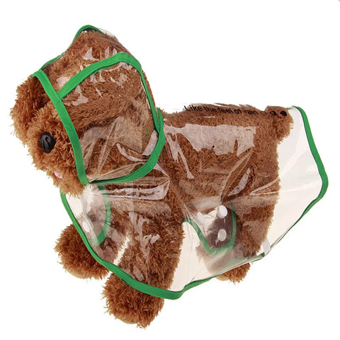 Transparent Hooded Pet Raincoat in Green