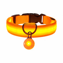 Glowing yellow dog collar with round illuminated pendant