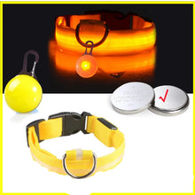 USB Charging Glowing Dog Collar in Yellow Button Battery