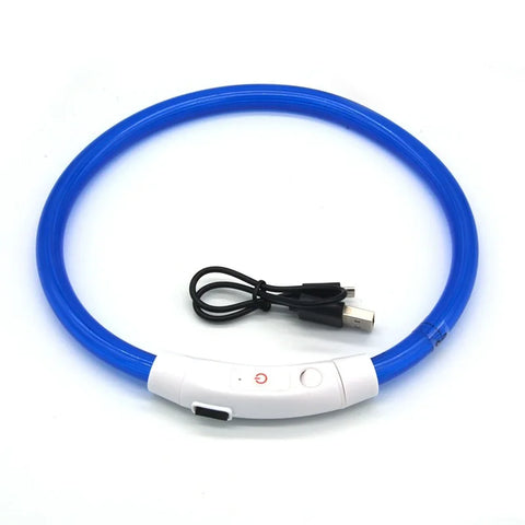 USB Rechargeable LED Dog Collar in Blue
