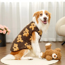 Warm Fleece Dog Pajamas with Bear Pattern in Coffee