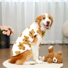 Warm Fleece Dog Pajamas with Bear Pattern in White