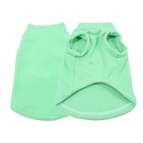 Warm Fleece Pet Vest for Winter Comfort in Light Green