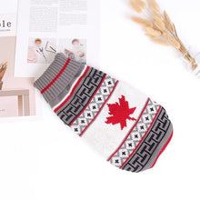 Warm Knitted Dog Sweater in Grey White