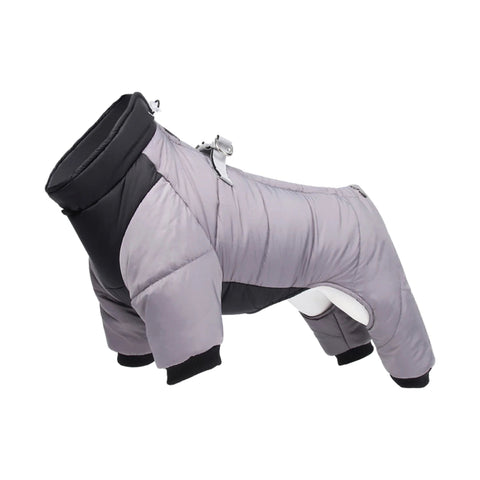 Grey padded winter dog jacket