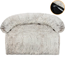 Washable Soft Bed for Pets in White Brown with Zipper