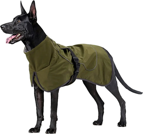Waterproof Dog Jacket with Fleece Lining in Green