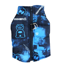 Waterproof Dog Jacket with Traction Buckle for Large Dogs in Blue