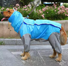 Waterproof Dog Rain Suit in Blue/Grey