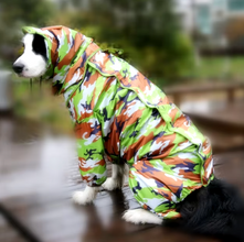 Waterproof Dog Rain Suit in Green Camouflage