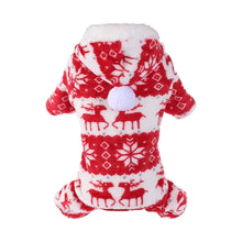 Red and white reindeer print dog jumpsuit