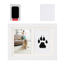 Wooden Pet Pawprint Photo Frame in White