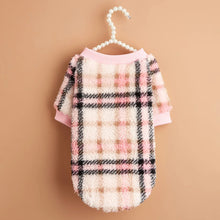 Woollen Sweater for Small Dogs Warm Pullover in Pink Plaid
