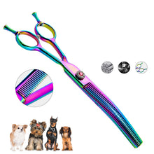 Rainbow dog grooming thinning shears with fine teeth for blending, shaping and thinning pet coats
