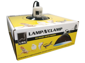 URS 25cm reptile Lamp N Clamp dome fixture with ceramic socket, lead and on-off switch for terrarium lighting